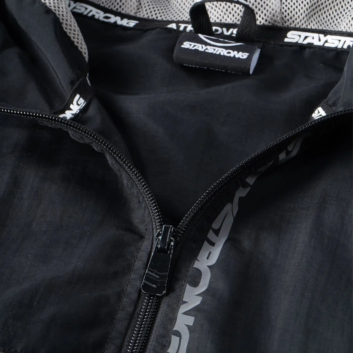 Stay Strong Cut Off Vertical Full Zip Jacket - Black/Grey - Image 3