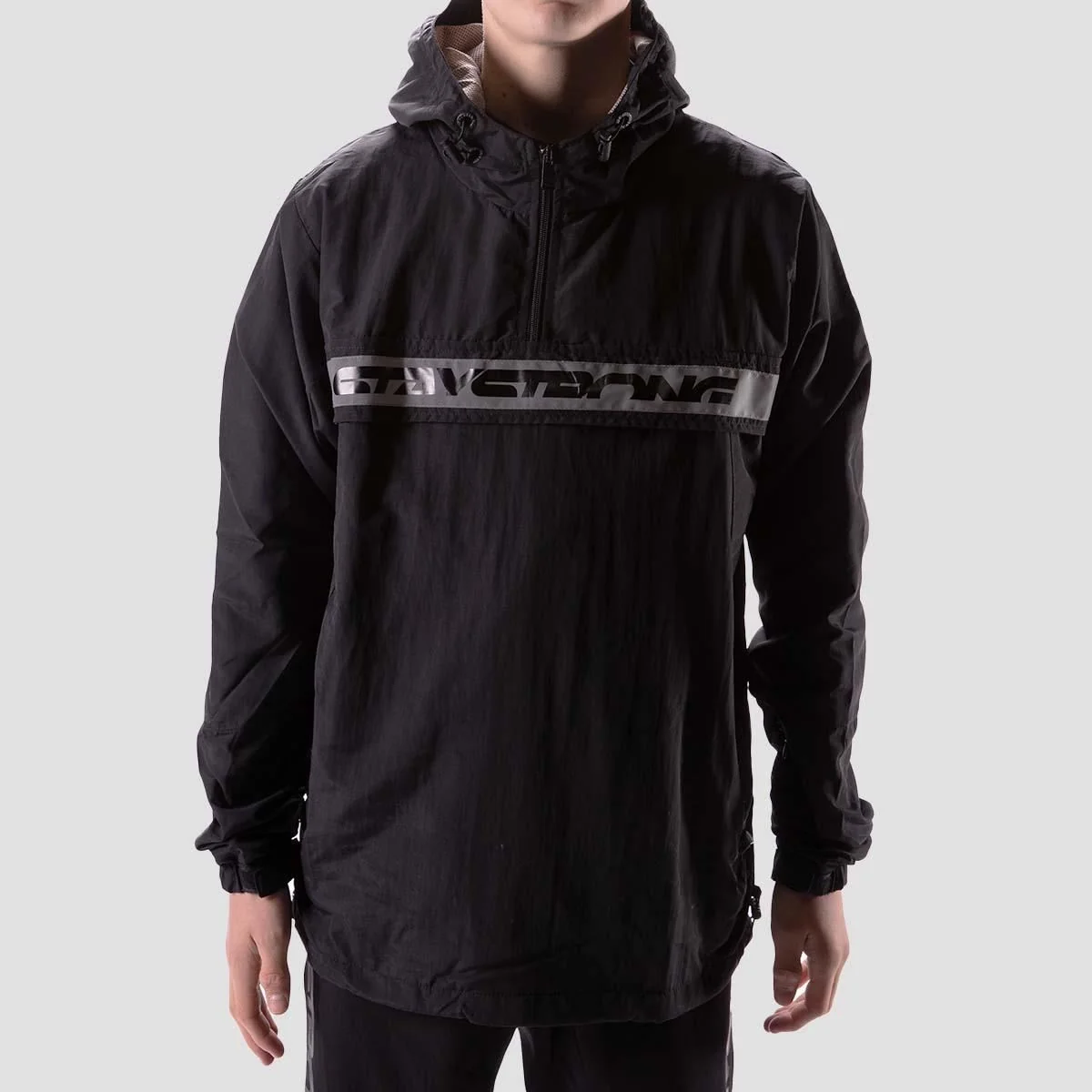 Stay Strong Reflective Stripe Quarter Zip Jacket - Black - Image 3